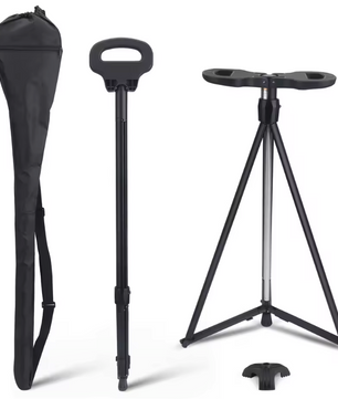 Verstelbare Wandelstok met Zitje – Opvouwbaar, Aluminium en Antislip, 2-in-1 Design