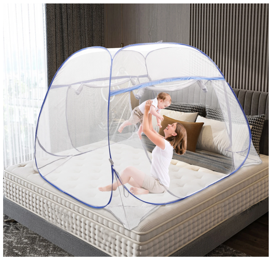 Pop-up Muskietennet Bed – Vierkante Top, Opvouwbaar en Met Rits, Anti-Insect