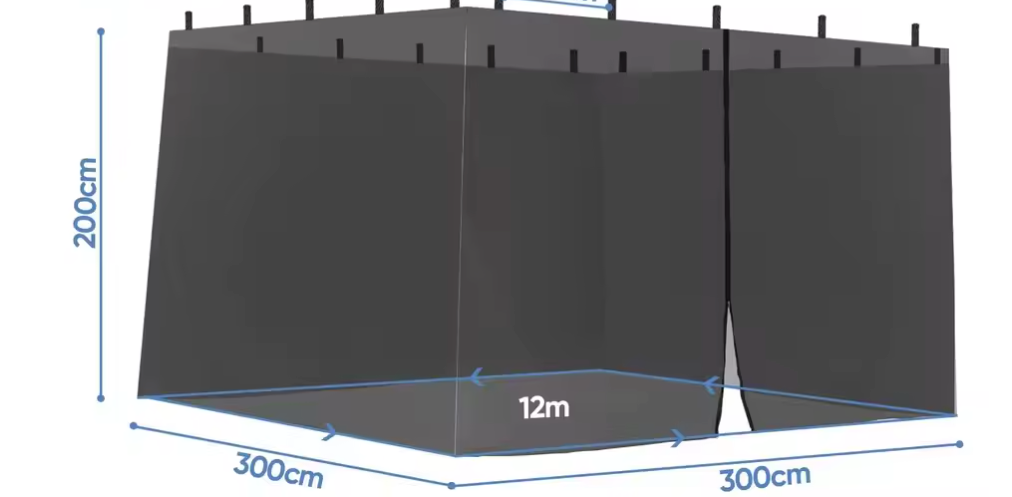 Muskietennet voor Partytent 3×3 m – Met Rits en Klittenband, Anti-Insect Bescherming