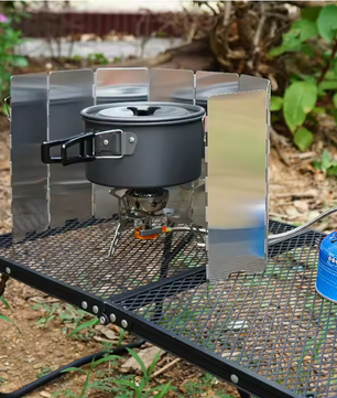 Opvouwbare Windscherm voor Camping Kooktoestel – Aluminium, Winddicht en Compact