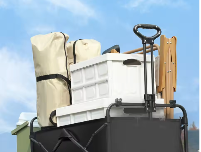 Opvouwbare Camping Trolley – Grote Capaciteit, Stalen Frame en All-Terrain Wielen