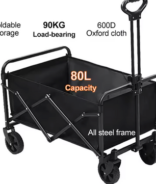 Opvouwbare Camping Trolley – Grote Capaciteit, Stalen Frame en All-Terrain Wielen