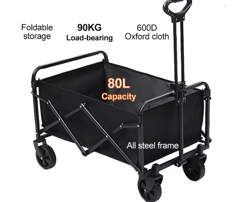 Opvouwbare Camping Trolley – Grote Capaciteit, Stalen Frame en All-Terrain Wielen