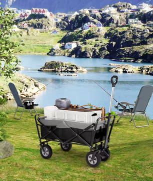 Opvouwbare Bolderkar 100L – Transport Trolley met Verstelbare Handgreep en Wielen