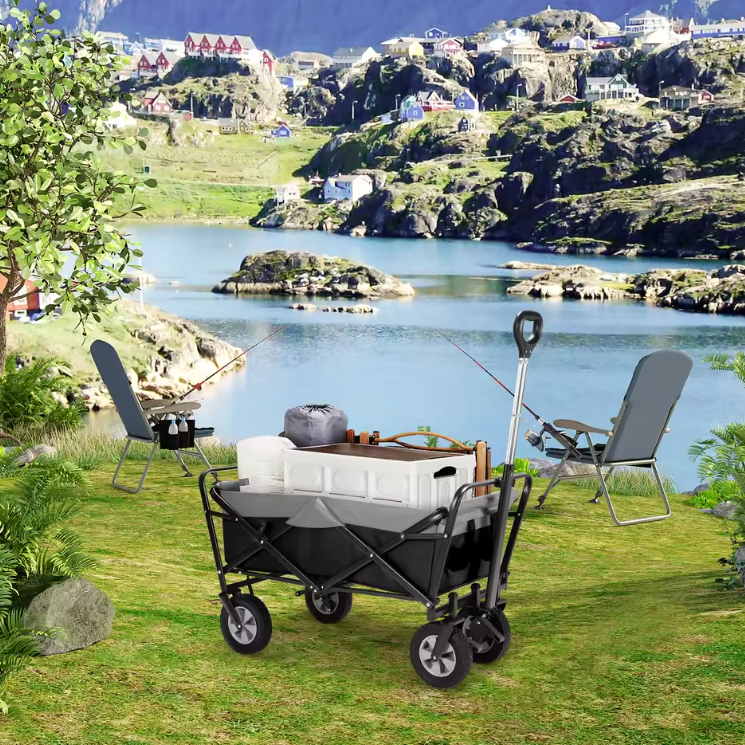 Opvouwbare Bolderkar 100L – Transport Trolley met Verstelbare Handgreep en Wielen