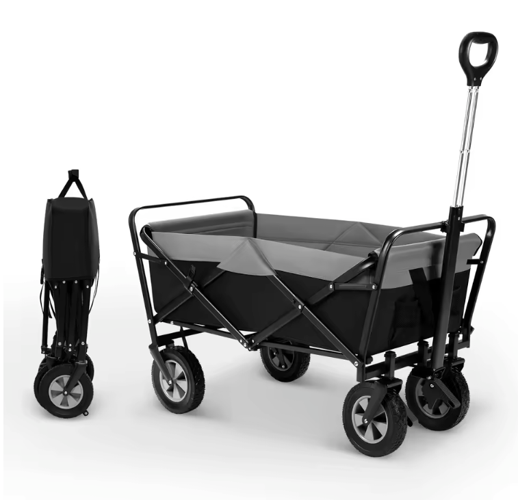 Opvouwbare Bolderkar 100L – Transport Trolley met Verstelbare Handgreep en Wielen