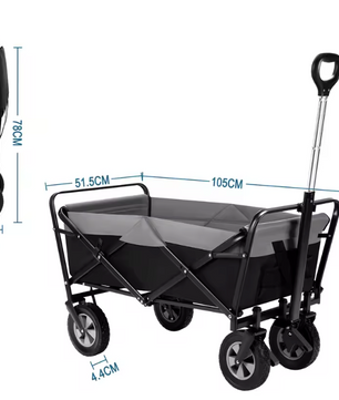 Opvouwbare Bolderkar 100L – Transport Trolley met Verstelbare Handgreep en Wielen