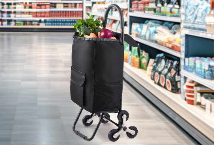 Traploper Boodschappentrolley 36L – Opvouwbaar, Sterk Frame en 6 Wielen