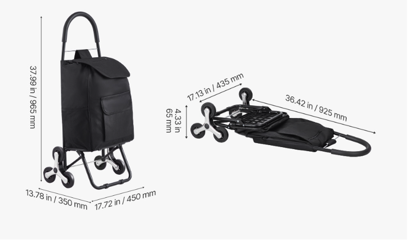 Traploper Boodschappentrolley 36L – Opvouwbaar, Sterk Frame en 6 Wielen