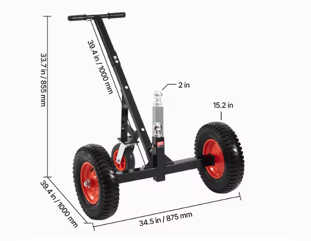 Trailer Dolly Verplaatskar – Zwaar Belastbaar, Verstelbaar en Met Luchtbanden