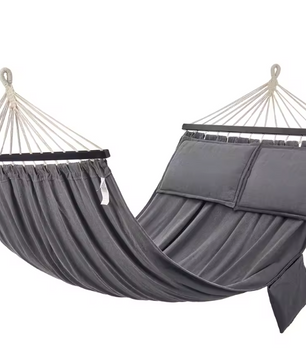 Hangmat met Houten Spreidstokken – 210×150 cm, Inclusief Kussens en Draagbaar