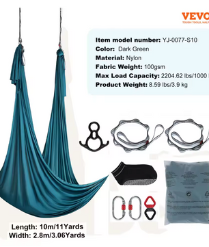 Aerial Yoga Hangmat Set – Sterk Nylon, Inclusief Ophangset en Multifunctioneel