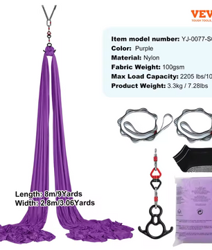 Aerial Yoga Hangmat Set – Sterk Nylon, Inclusief Ophangset en Multifunctioneel