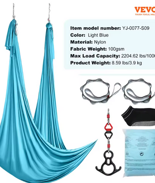 Aerial Yoga Hangmat Set – Sterk Nylon, Inclusief Ophangset en Multifunctioneel