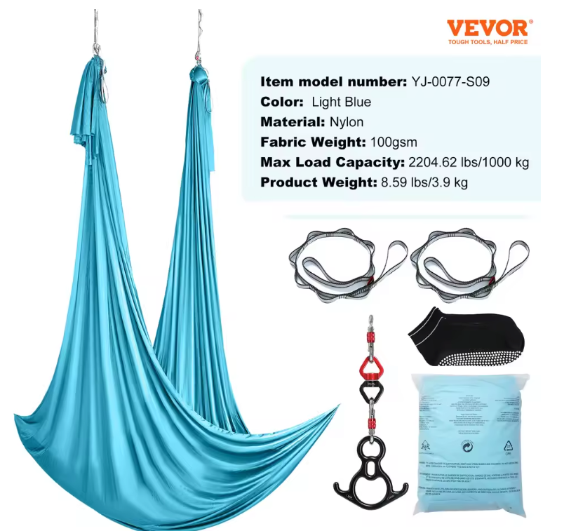 Aerial Yoga Hangmat Set – Sterk Nylon, Inclusief Ophangset en Multifunctioneel