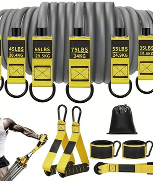Weerstandsband met Handgrepen – Fitness Elastiek voor Krachttraining en Yoga