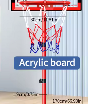 Verstelbaar Basketbal Bord met Standaard – Verrijdbare Basket voor Indoor en Outdoor
