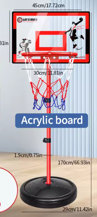Verstelbaar Basketbal Bord met Standaard – Verrijdbare Basket voor Indoor en Outdoor