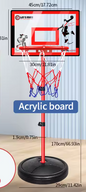 Verstelbaar Basketbal Bord met Standaard – Verrijdbare Basket voor Indoor en Outdoor
