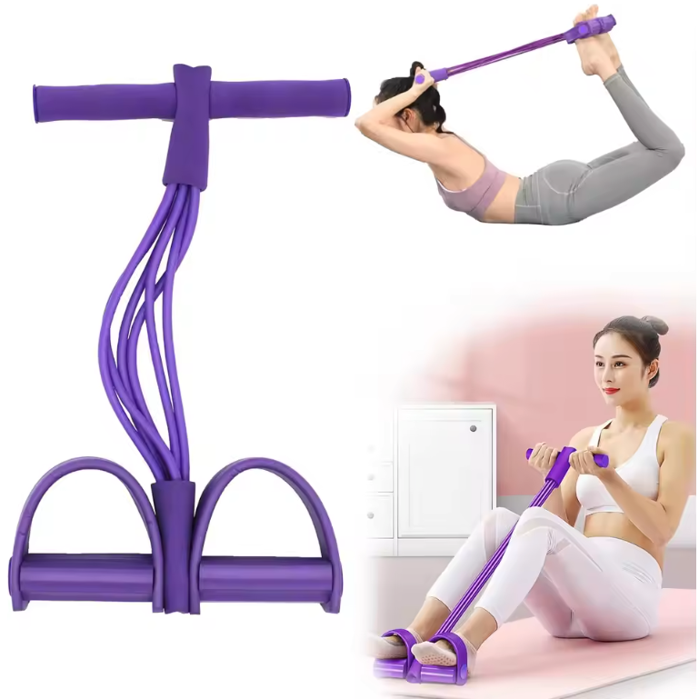 Fitness Weerstandsband met Pedalen – 6 Tubes voor Full Body Training Thuis