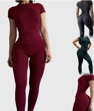 Dames Sportset 2-Delig – Naadloze Yoga Set met Top en Short