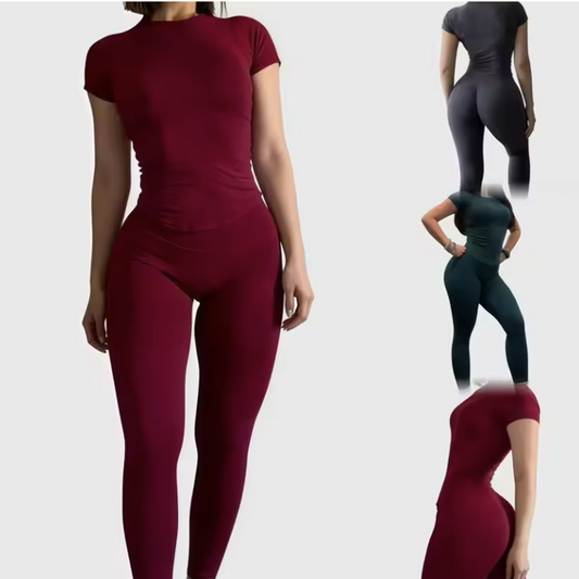 Dames Sportset 2-Delig – Naadloze Yoga Set met Top en Short