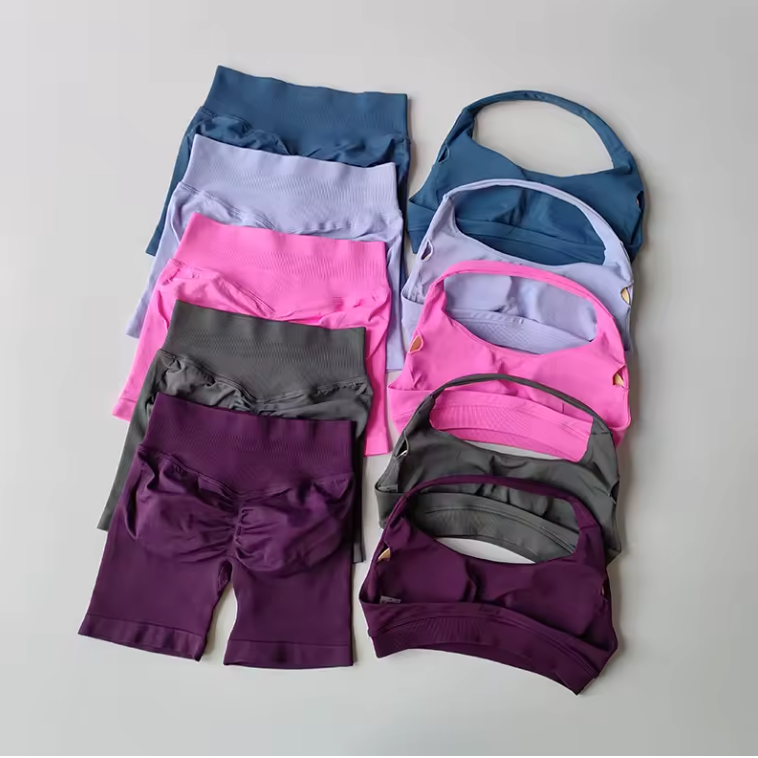 Dames Sportset 2-Delig – Halter Top en High Waist Shorts voor Fitness en Yoga