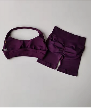 Dames Sportset 2-Delig – Halter Top en High Waist Shorts voor Fitness en Yoga