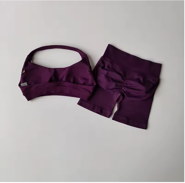 Dames Sportset 2-Delig – Halter Top en High Waist Shorts voor Fitness en Yoga