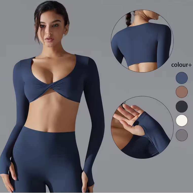 Dames Sport Top – Long Sleeve Yoga Top met Push-Up Support en Quick Dry