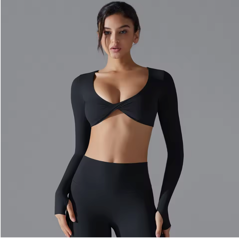 Dames Sport Top – Long Sleeve Yoga Top met Push-Up Support en Quick Dry