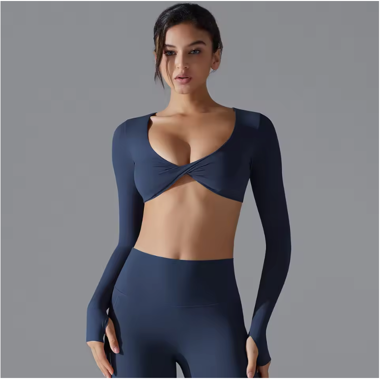 Dames Sport Top – Long Sleeve Yoga Top met Push-Up Support en Quick Dry