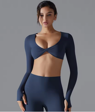 Dames Sport Top – Long Sleeve Yoga Top met Push-Up Support en Quick Dry