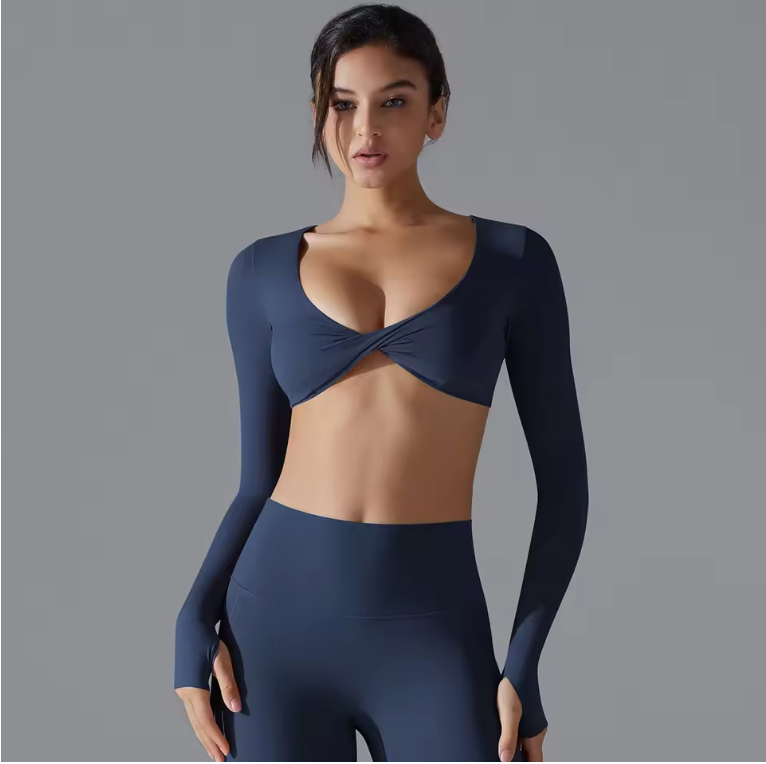 Dames Sport Top – Long Sleeve Yoga Top met Push-Up Support en Quick Dry