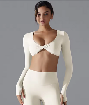 Dames Sport Top – Long Sleeve Yoga Top met Push-Up Support en Quick Dry