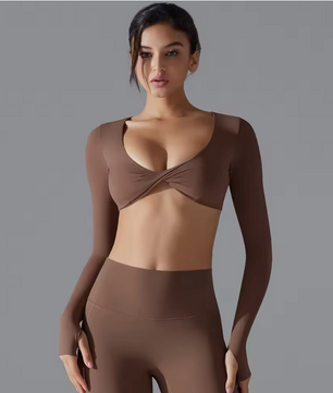 Dames Sport Top – Long Sleeve Yoga Top met Push-Up Support en Quick Dry