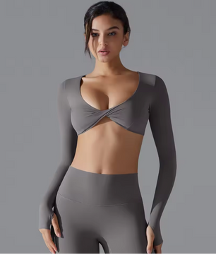 Dames Sport Top – Long Sleeve Yoga Top met Push-Up Support en Quick Dry