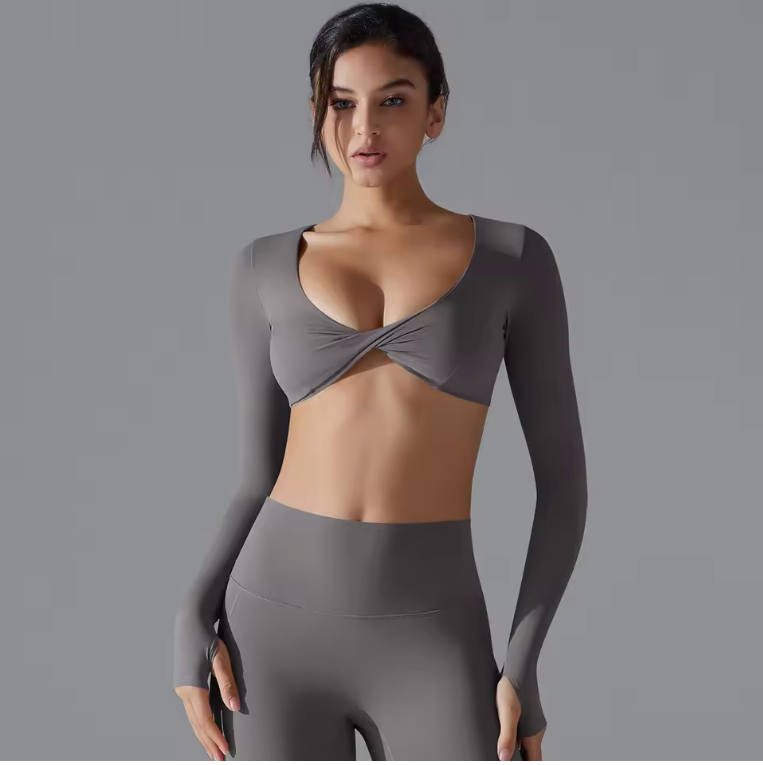 Dames Sport Top – Long Sleeve Yoga Top met Push-Up Support en Quick Dry