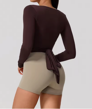 Dames Sport Top – Long Sleeve Yoga Wrap Top met Quick Dry en Ademend Design