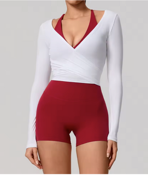 Dames Sport Top – Long Sleeve Yoga Wrap Top met Quick Dry en Ademend Design