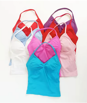 Dames Sport Top – Longline Strappy Yoga Top met Open Rug en Support