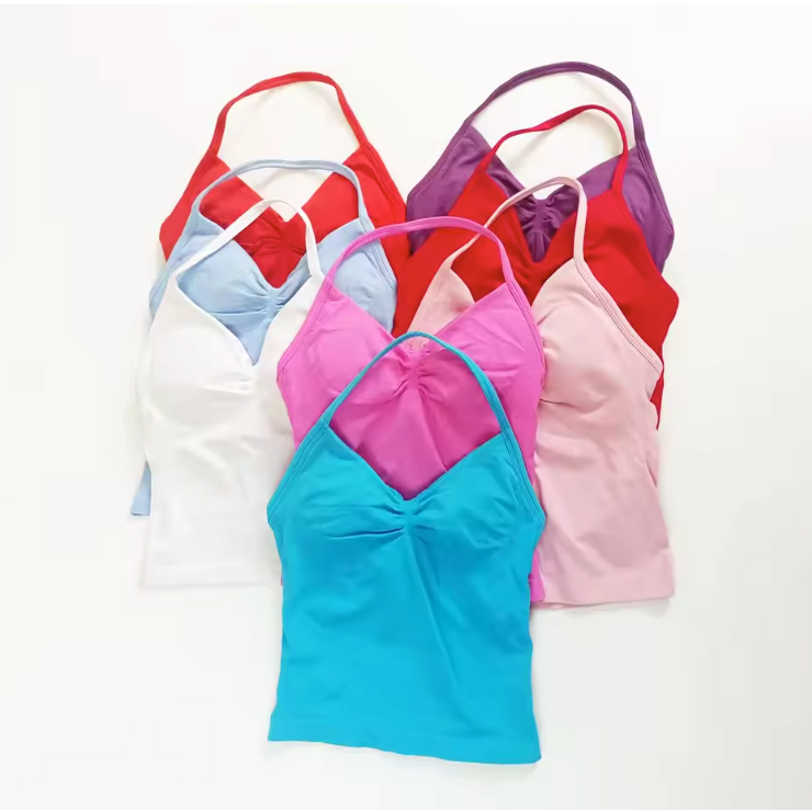Dames Sport Top – Longline Strappy Yoga Top met Open Rug en Support