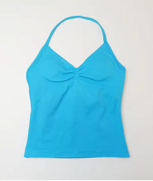 Dames Sport Top – Longline Strappy Yoga Top met Open Rug en Support