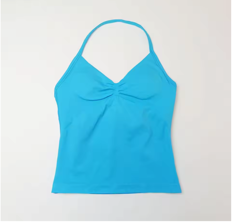 Dames Sport Top – Longline Strappy Yoga Top met Open Rug en Support