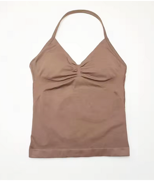 Dames Sport Top – Longline Strappy Yoga Top met Open Rug en Support