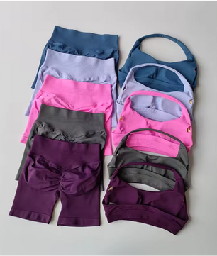 Dames Sportset 2-Delig – Halter Top en High Waist Shorts met Push-Up Fit