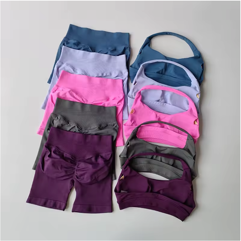 Dames Sportset 2-Delig – Halter Top en High Waist Shorts met Push-Up Fit