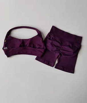 Dames Sportset 2-Delig – Halter Top en High Waist Shorts met Push-Up Fit