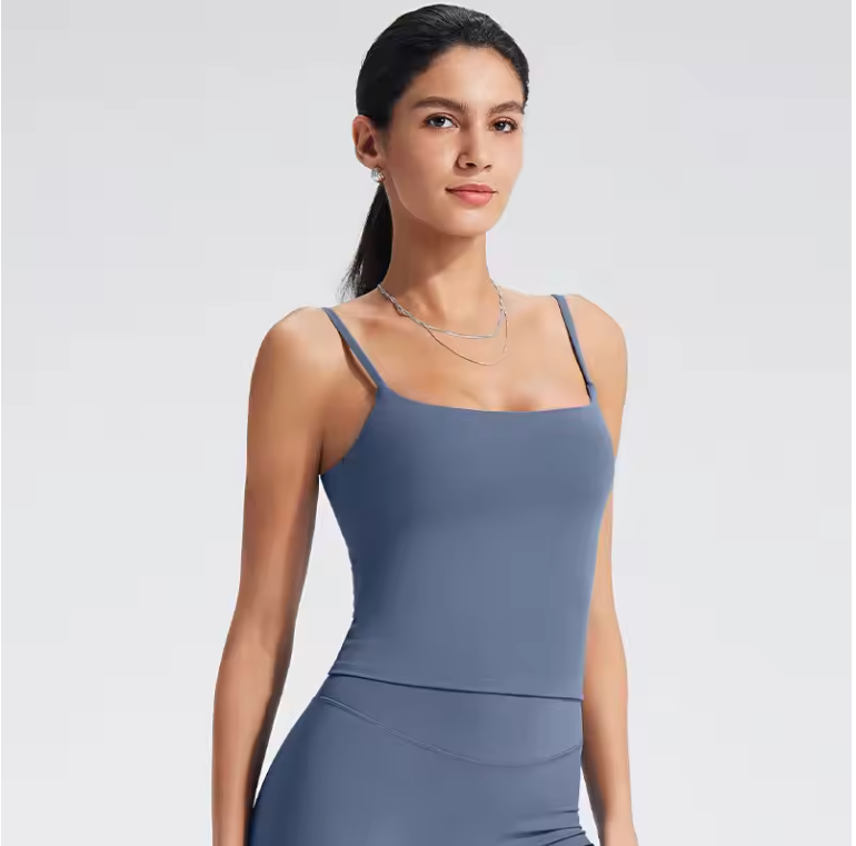 Dames Sport Top – Tank Top met Ingebouwde BH en Square Neck Design