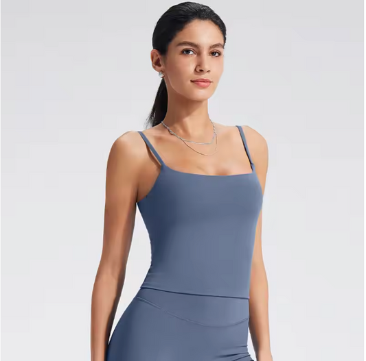 Dames Sport Top – Tank Top met Ingebouwde BH en Square Neck Design